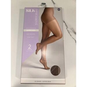 Silk Impressions Shimmer Sheer High Waisted Tights 2 Pair Coffee Bean XXXL 3XL